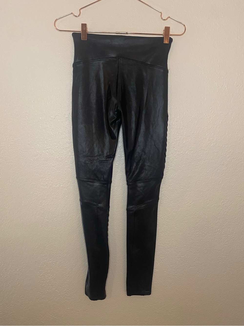 SPANX Faux Leather Moto Leggings Small Petite Black High Rise Moto Chic 🖤